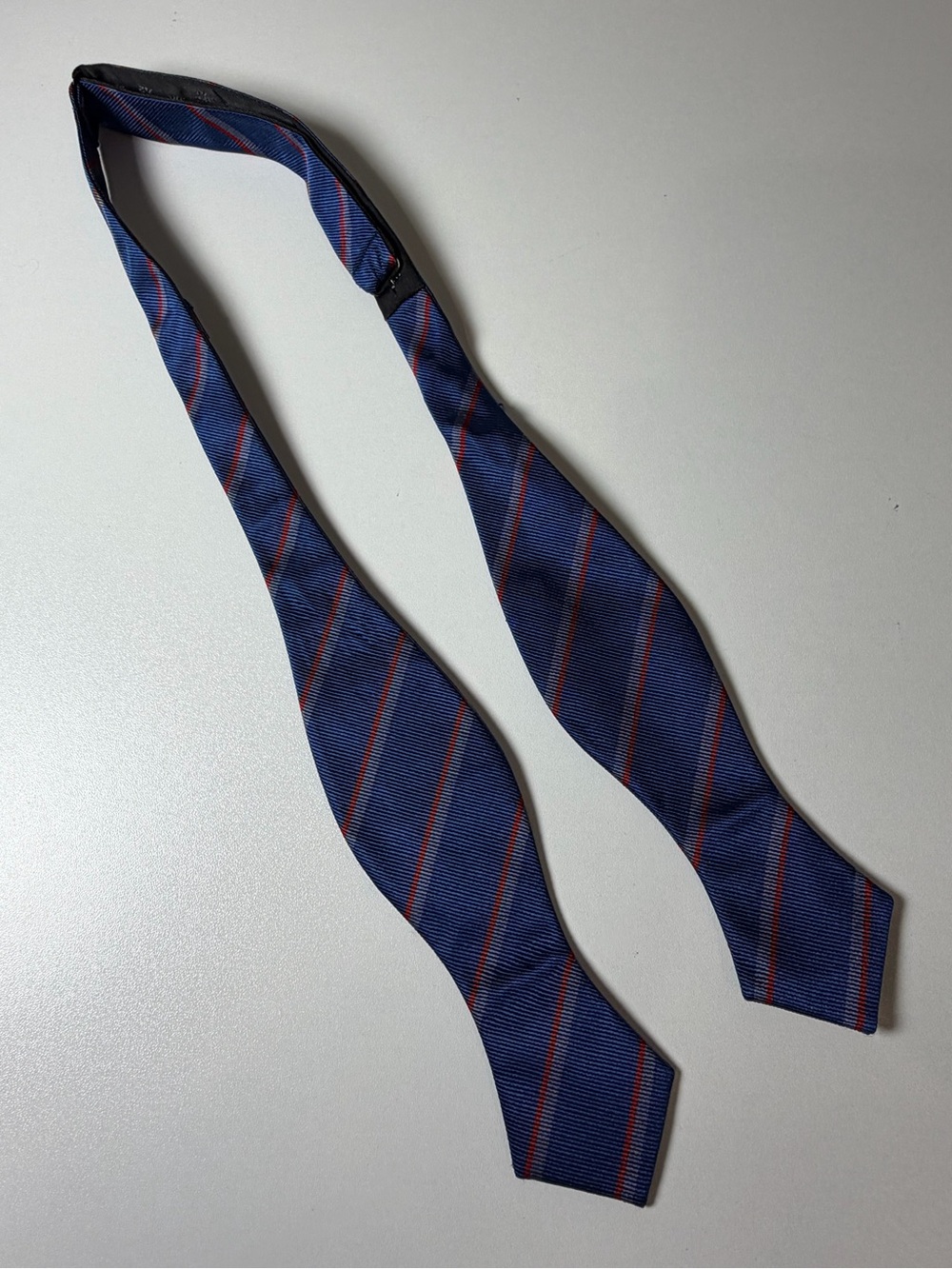 J. Crew The Bow Tie 100% Silk Navy and Red Striped Adjustable Bow Tie